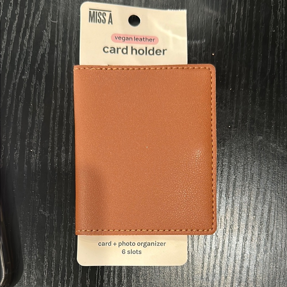 Light Brown Vegan Leather Card Holder with Snap Miss A NWT